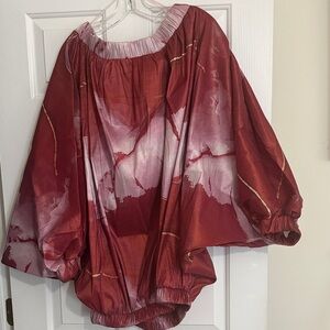Wine rust and White Tie-Dye Blouse